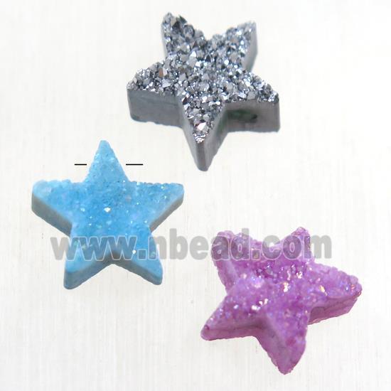 Druzy Quartz star pendant, mix color