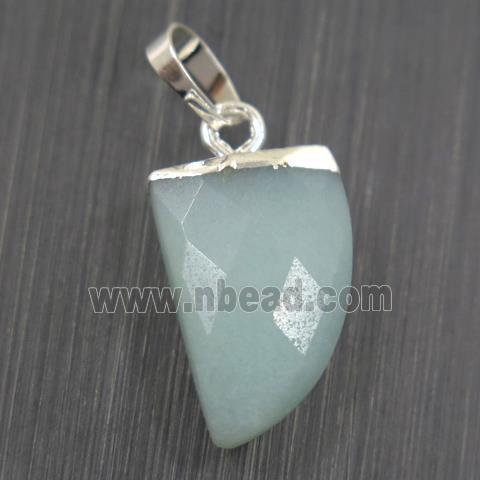 blue Aventurine horn pendant, silver plated