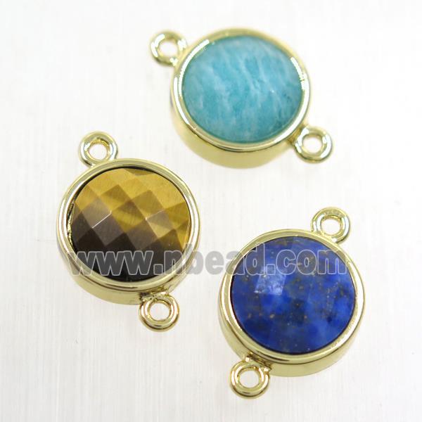 mix gemstone circle connector, gold plated