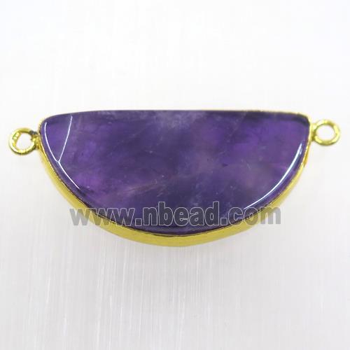 purple amethyst pendant, half round