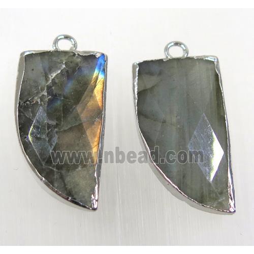 labradorite pendant, knife, silver plated