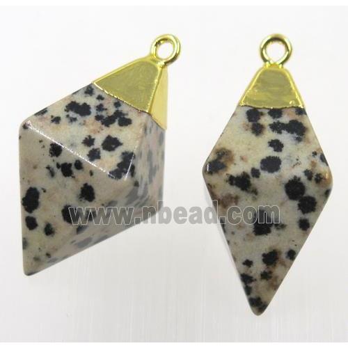 spotted dalmatian jasper pendant, gold plated