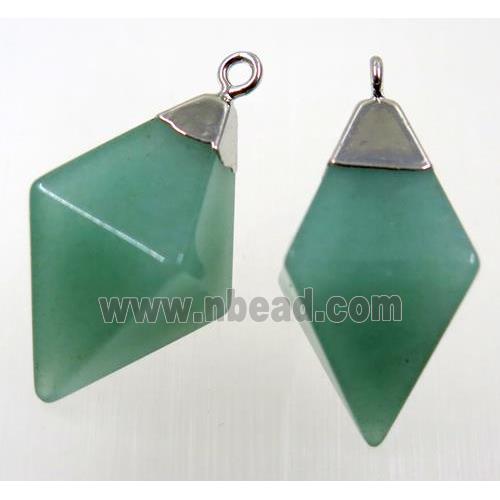 green Aventurine pendant, silver plated