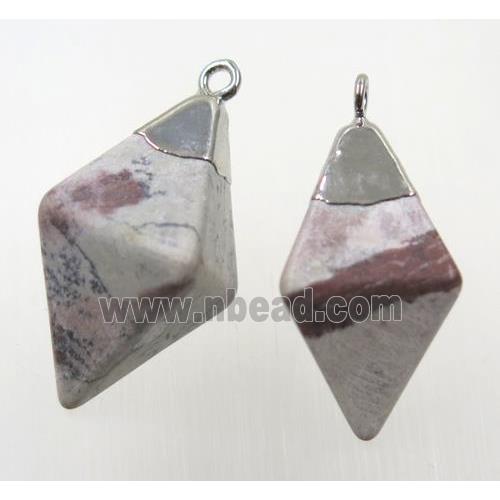 Chinese Chochu Jasper pendant, silver plated