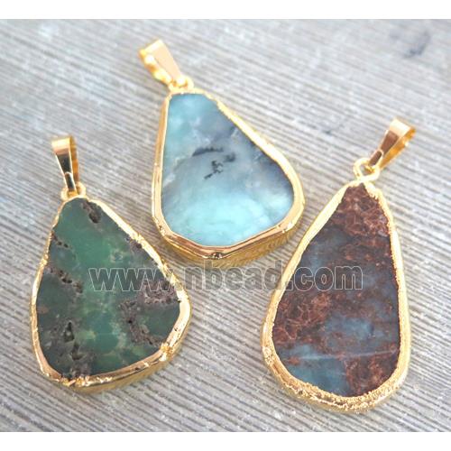 Australian Chrysoprase Pendant, gold plated