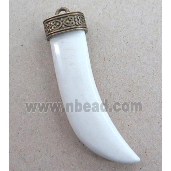 white Turquoise pendant, horn