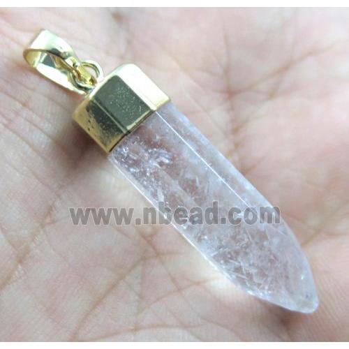 clear quartz pendant, bullet, gold plated