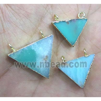 Australian Chrysoprase Triangle Pendant with 2holes, green