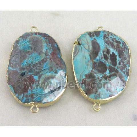 Ocean Jasper connector, faceted freeform, blue