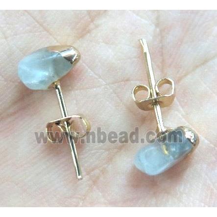 Fluorite earring studs, green