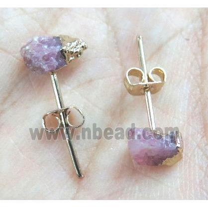 tourmaline earring studs, pink