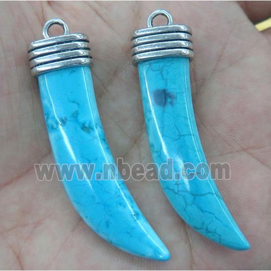 blue turquoise horn pendant