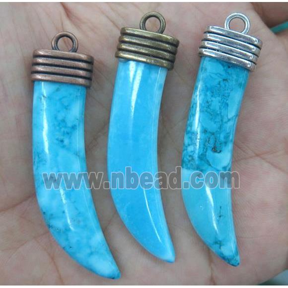 blue turquoise horn pendant