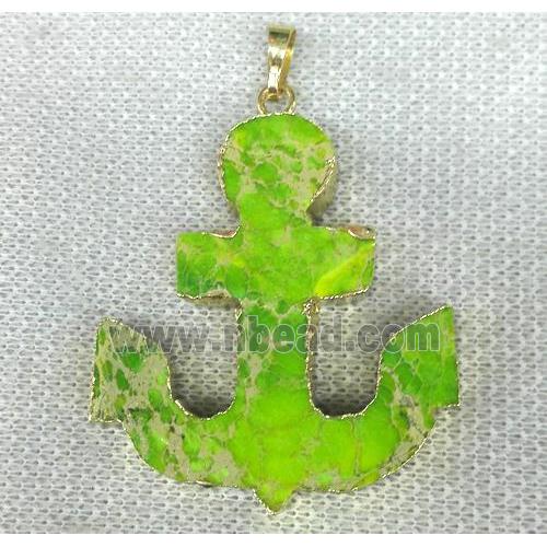 green Sea Sediment Jasper anchor pendant