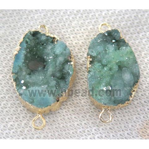 clear quartz druzy connector, freeform, green