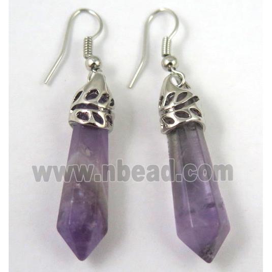 amethyst stick earring