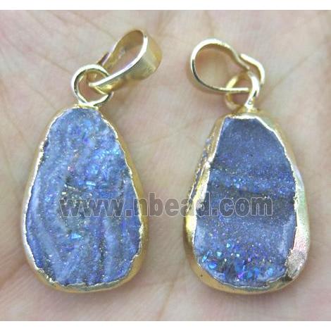 druzy agate teardrop pendant with AB-Color