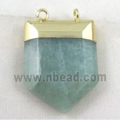 green aventurine pendant, bullet, gold plated