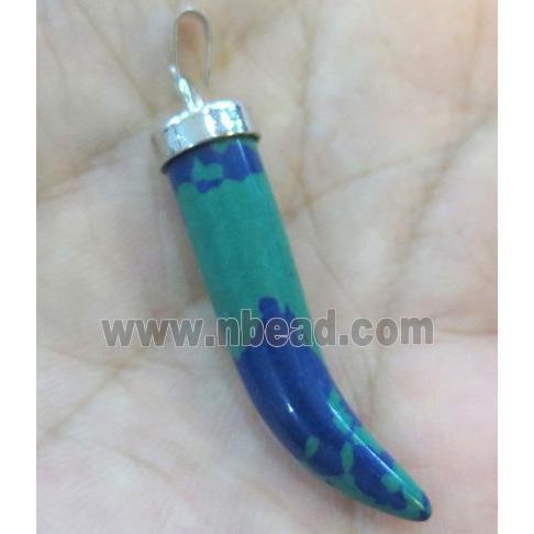 Azurite horn pendant