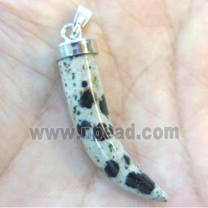 spotted dalmatian jasper horn pendant