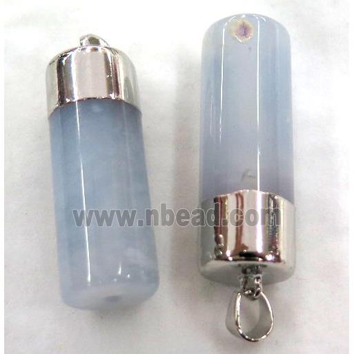 lt.blue Agate column pendant