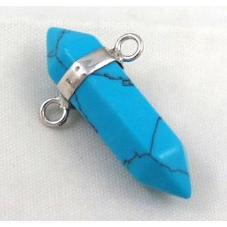 blue turquoise bullet pendant with 2holes