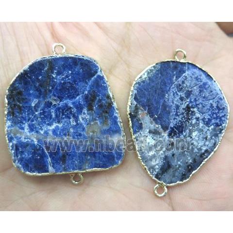 blue sodalite slice connector, flat freeform