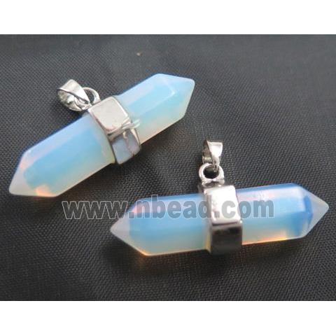 white opalite bullet pendant, platinum plated