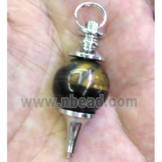 tiger eye stone pendant, platinum plated