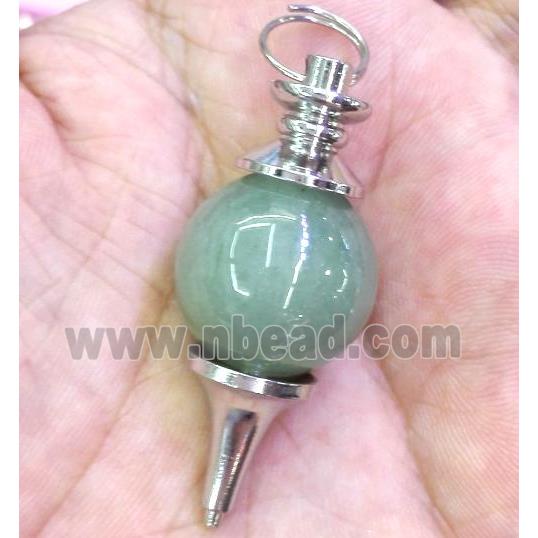 green aventurine pendant, platinum plated