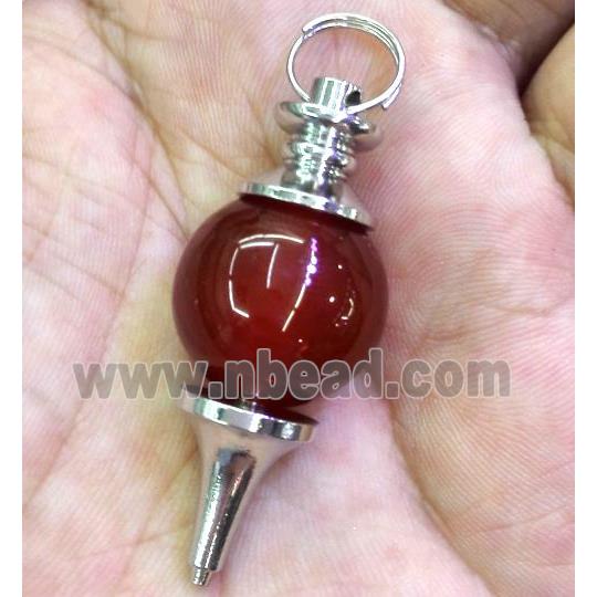 red agate carnelian pendant, platinum plated