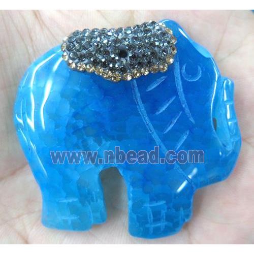 orange Agate elephant pendant pave rhinestone