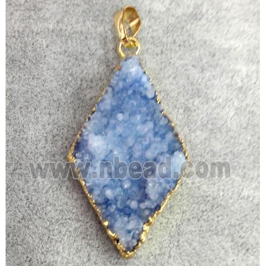 druzy quartz pendant, gold plated