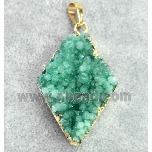 druzy quartz pendant, gold plated