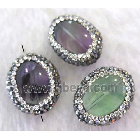 fluorite oval bead paved rhinestone