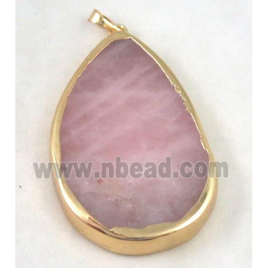 Pink Rose Quartz Teardrop Pendant