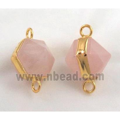 rose quartz connector, gold plated