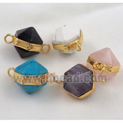 mix gemstone connector, gold plated