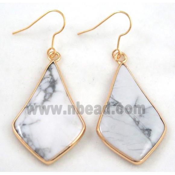 white turquoise earring, colorfast