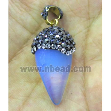 Opalite bullet pendant paved rhinestone