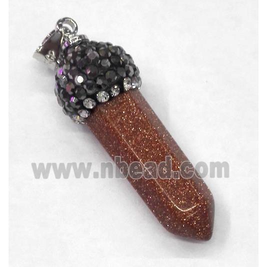 gold sandstone bullet pendant paved rhinestone