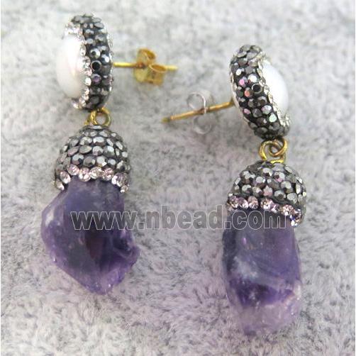 gemstone earring paved rhinestone