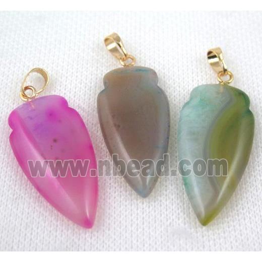 mix agate arrowhead pendant, gold plated