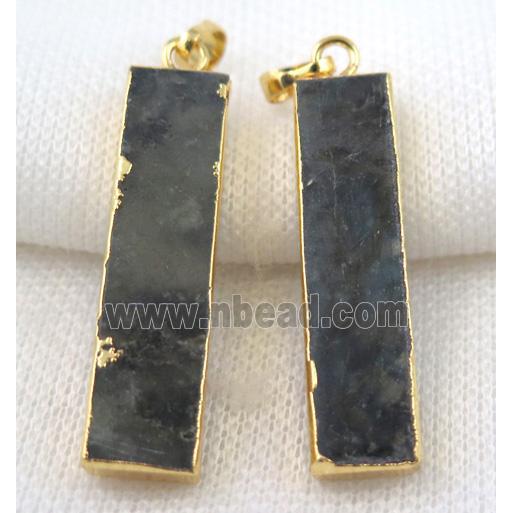 Labradorite pendant, rectangle, gold plated