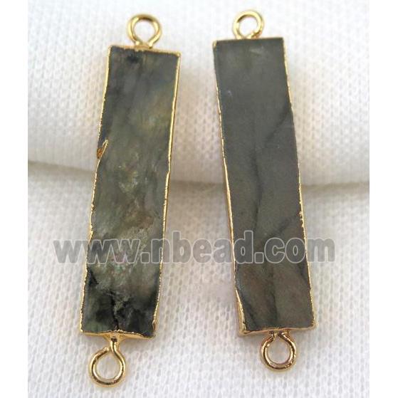 Labradorite connector, rectangle, gold plated