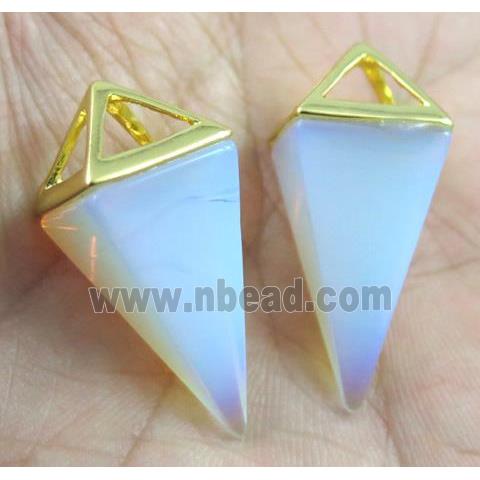 white opalite pendulum pendant, gold plated