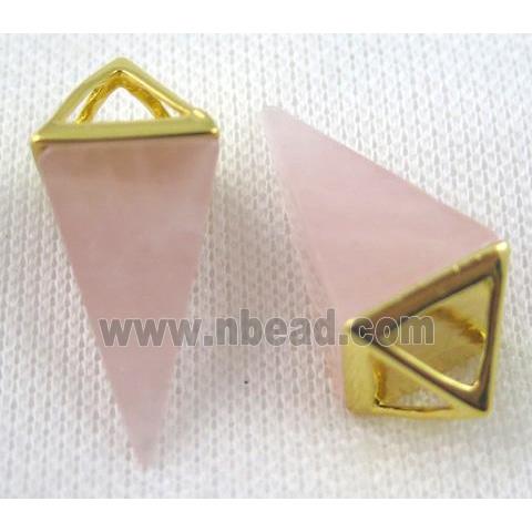 Rose Quartz pendulum pendant, gold plated