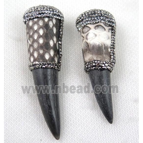 cattle horn pendant paved rhinestone