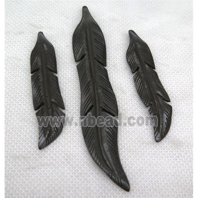 black bone feather pendant