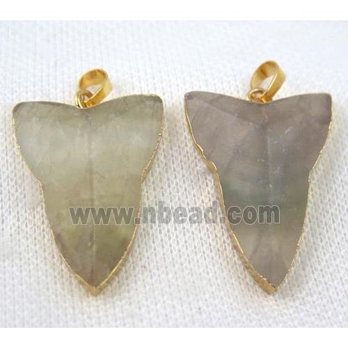 Fluorite pendant, shield, gold plated